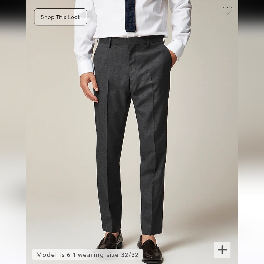Ludlow Slim-fit suit pant in Italian worsted wool Charcoal 33X34